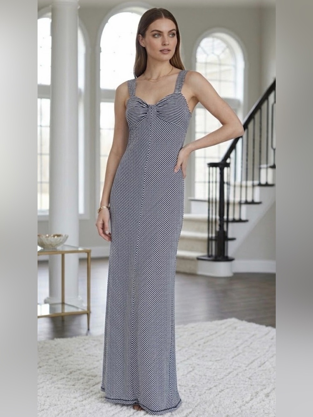 Max Studio Black and White Striped Maxi Dress